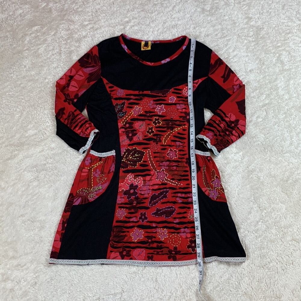 Karma Circle USA embroidered and distressed hand made mini dress, size medium - Picture 6 of 10